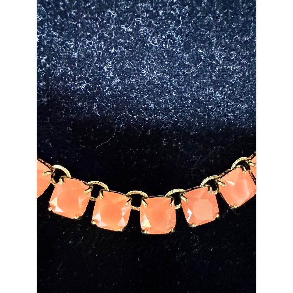 Kate Spade Gold Chain Necklace With Coral Gemstones & Clasp Squared Away - Picture 3 of 7